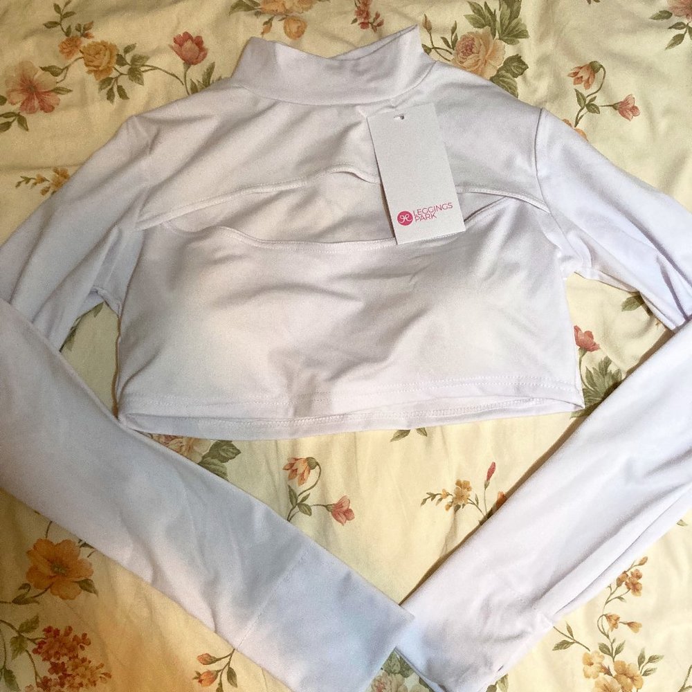 Leggings Park Womens Activewear Crop Top in White